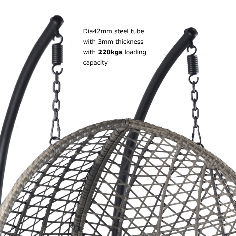 Yoho 2 seat Rattan Wicker steel frame hanging swing egg chair for 220 kgs loading capacity