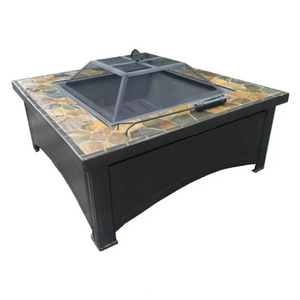 36 inch Outdoor Firepit Square fire Table Backyard Patio Garden Metal Wood Burning Fire Pits stove With Spark Screen