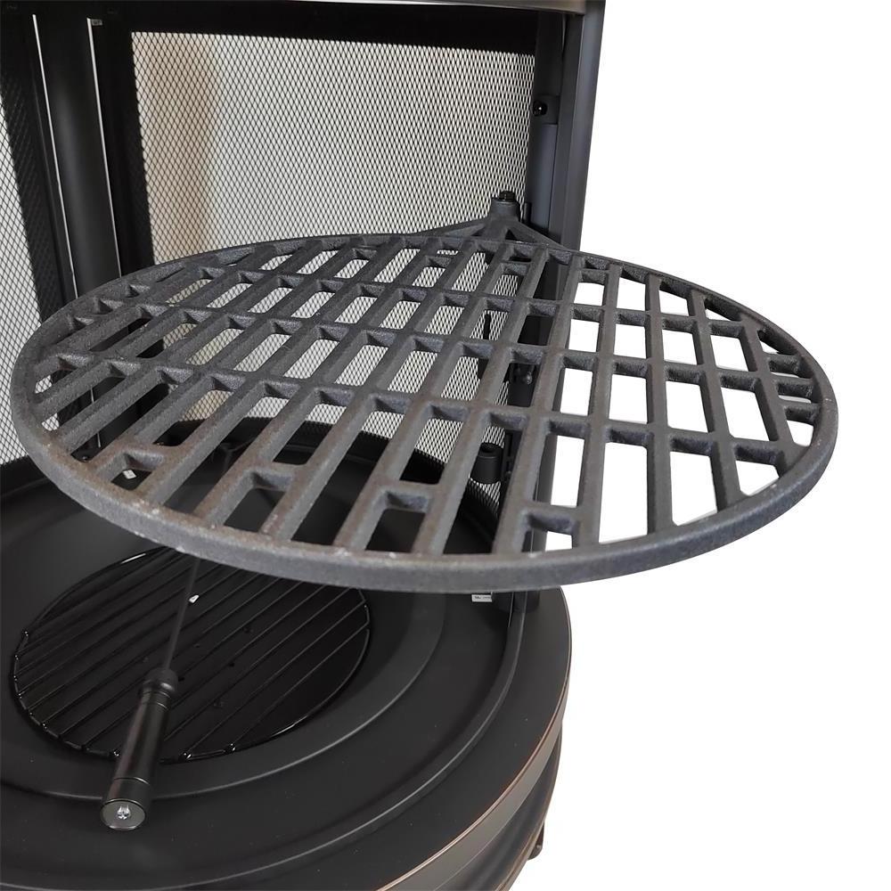 YOHO Outdoor Large black high-heat-resistant paint   with cast iron grills cooking fire pit