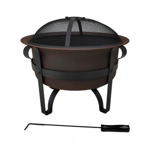 Garden Patio Outdoor 29 inch Steel fire pit Wood-burning Balck-Rust colored Round Fire Pit Camping Metal sheet charcoal fire pan