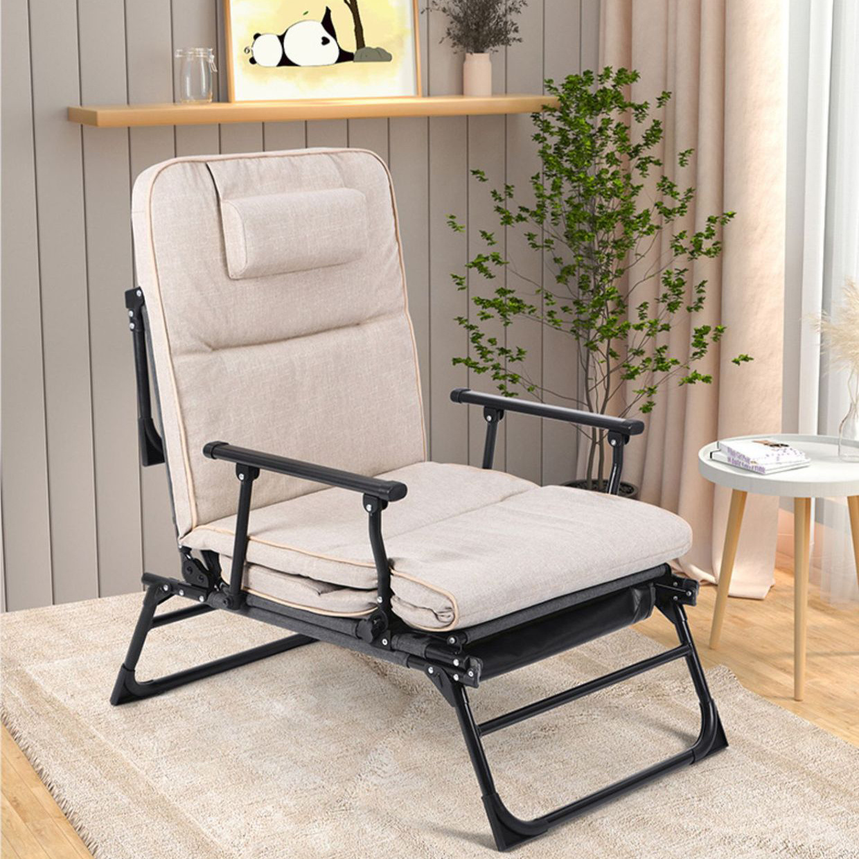 Leisure Outdoor Aluminum gas Recline Adjustable Back chair set with stool Garden Patio Balcony Chair With Ottoman set