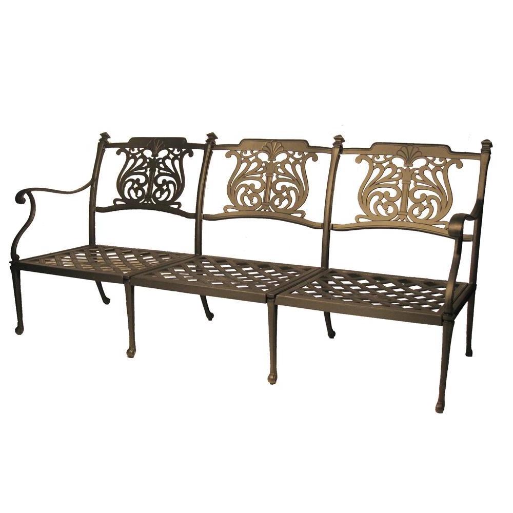 Modern Garden Bench Cast Aluminum Loveseat for Outdoor Dining for Parks and Patios Durable Metal Outdoor Furniture