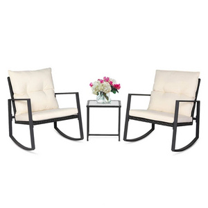 Modern Outdoor Furniture Garden Bistro Set Metal Steel Rattan Patio 3pcs cheap chair set for sale