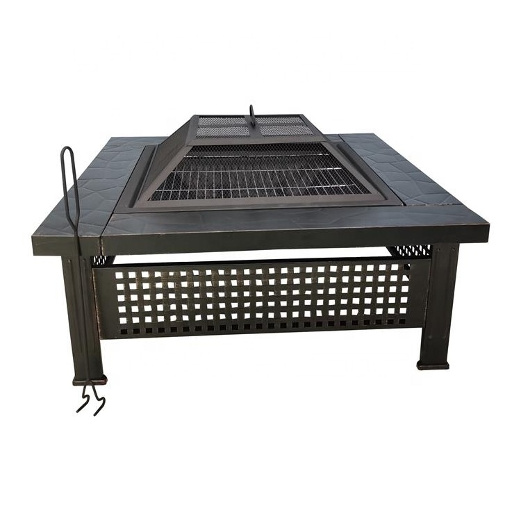 Hot sale 4 in 1 Muti-Fuctional fire pit Table Outdoor Patio Yard Garden Metal Fire Pit with BBQ Grill  Chicken Roast Rack Fire B