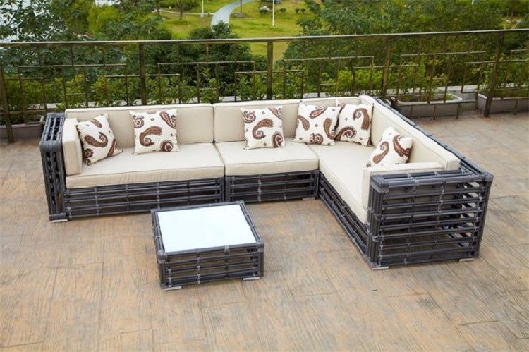 Yoho Modern Outdoor PE Rattan Lounge Sofa Set Garden Cube Hotel and Dining Use Grey Wicker Patio Furniture for Outdoor Use