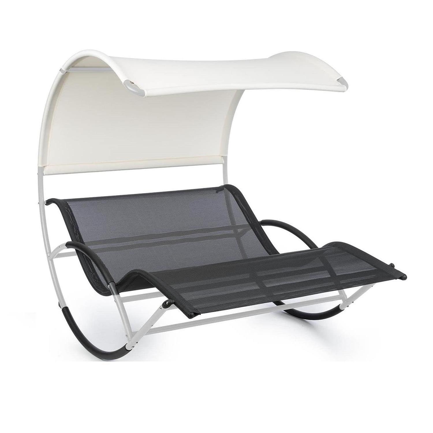 2 Person Swimming Pool Rolling Chair Sun Lounger Garden Pool Sun Bed