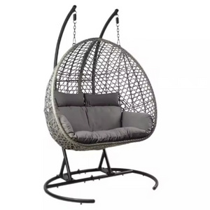 Double hanging egg chair Hanging patio egg swing chair with Stand Garden Balcony for adults