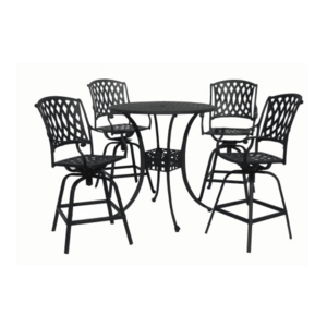 YOHO Luxury Outdoor Metal Furniture All-Cast Aluminum Holiday Bistro Set with Table and Swivel Chairs for Garden Leisure