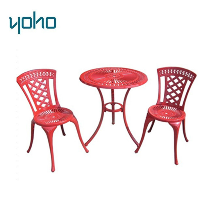 Cast aluminum 3pc Bistro Set Garden Yard Outdoor Furniture Cast Aluminum Patio Bistro Set  Round Table and Arm Chairs