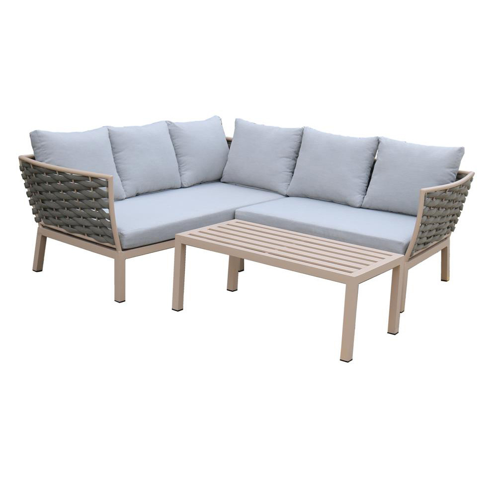 YOHO  3pc Hot seller Modern Design Outdoor Patio Furniture Table Garden Set PE Rattan Wicker Sofa Sets L shape  Garden Sofa Set