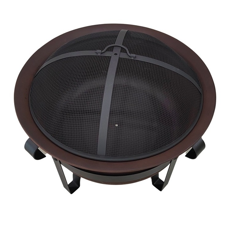 Garden Patio Outdoor 29 inch Steel fire pit Wood-burning Balck-Rust colored Round Fire Pit Camping Metal sheet charcoal fire pan