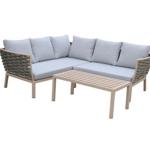 YOHO Large outdoor sofa Nordic Outdoor Garden patio furniture Hot Sale aluminum rope sofa set with cushion rope patio furniture