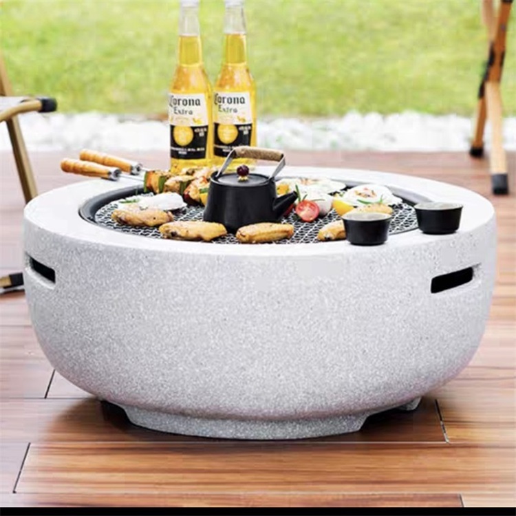 Yoho New Design Gas Fire Pit Outdoor Burner Garden Concrete Fire Pit Outdoor Natural Gas Fire Bowl