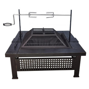 Hot sale 4 in 1 Muti-Fuctional fire pit Table Outdoor Patio Yard Garden Metal Fire Pit with BBQ Grill  Chicken Roast Rack Fire B