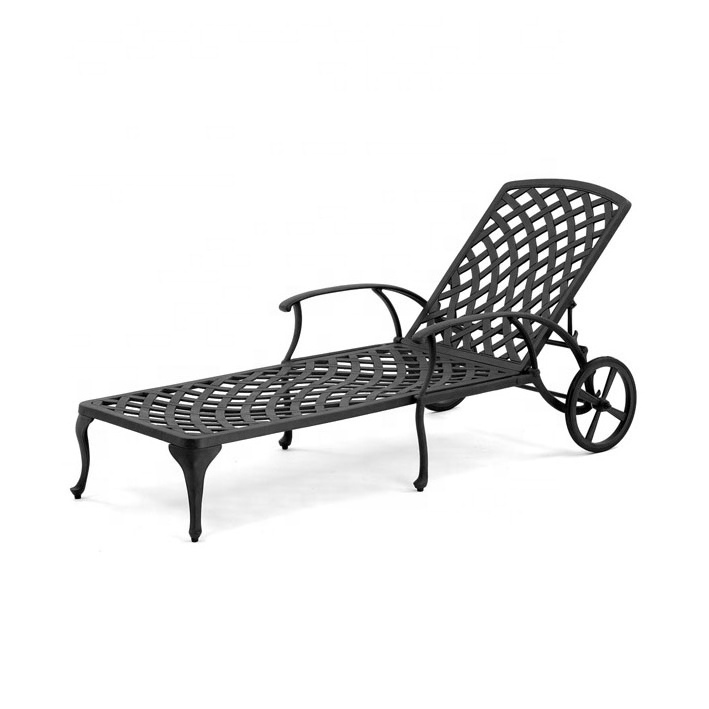 Modern Outdoor Metal Chaise Lounge Sun Lounger Cast Aluminum Outdoor Wheel Beach Outdoor Furniture Swimming Pool Chaise Lounge