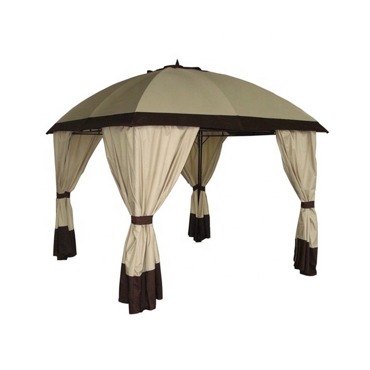 Outdoor party gazebo hardtop w/ mesh and curtains aluminum garden gazebo