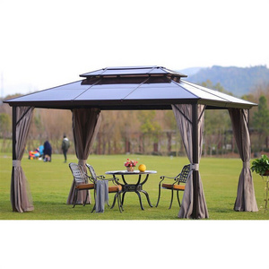 Garden cheap metal steel hardtop patio gazebo party polycarbonate panel top pavilion hardtop patio gazebo