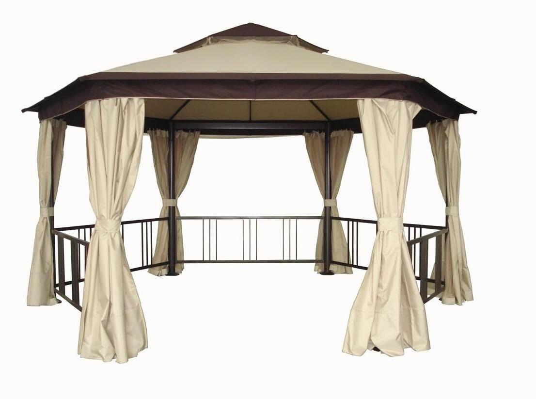 12'x12' Rome double top outdoor garden gazebo with PU coating polyester and mosquito net side wall