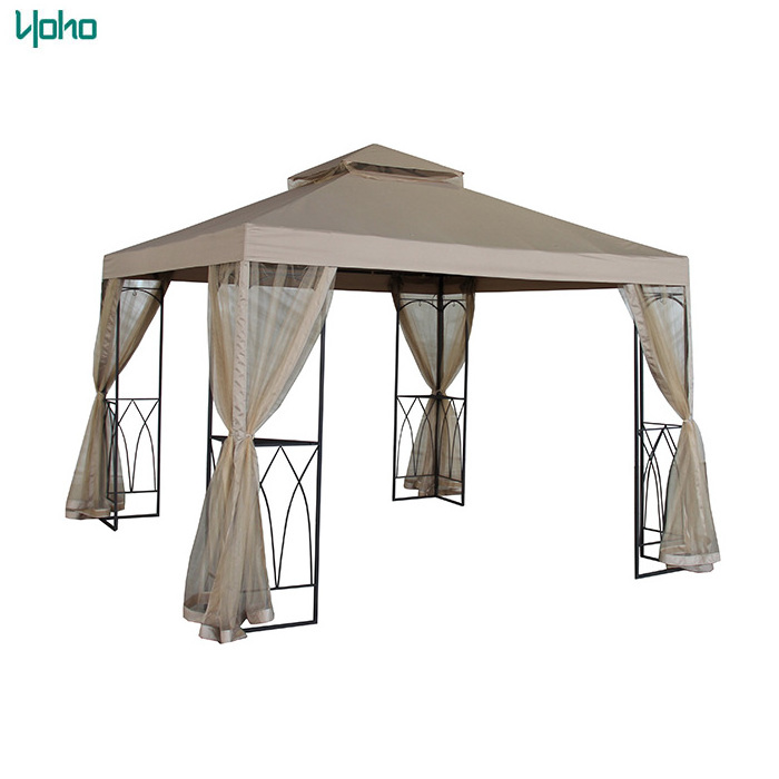 YOHO 10'*10' Size customized Hexagon Easy Set up Gazebo Hexagon Waterproof fabric Canopy Side with Wall Curtains