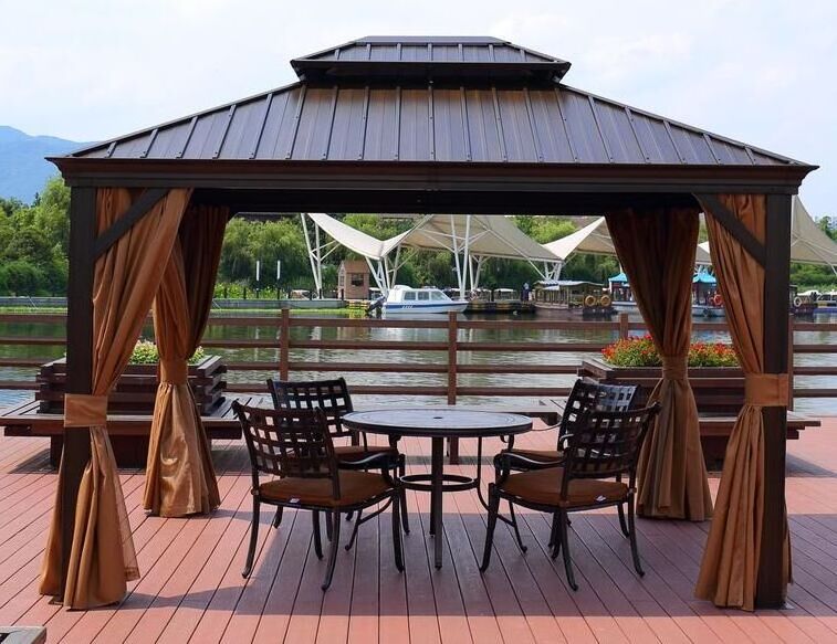 YOHO 10'*10' Size customized Hexagon Easy Set up Gazebo Hexagon Waterproof fabric Canopy Side with Wall Curtains