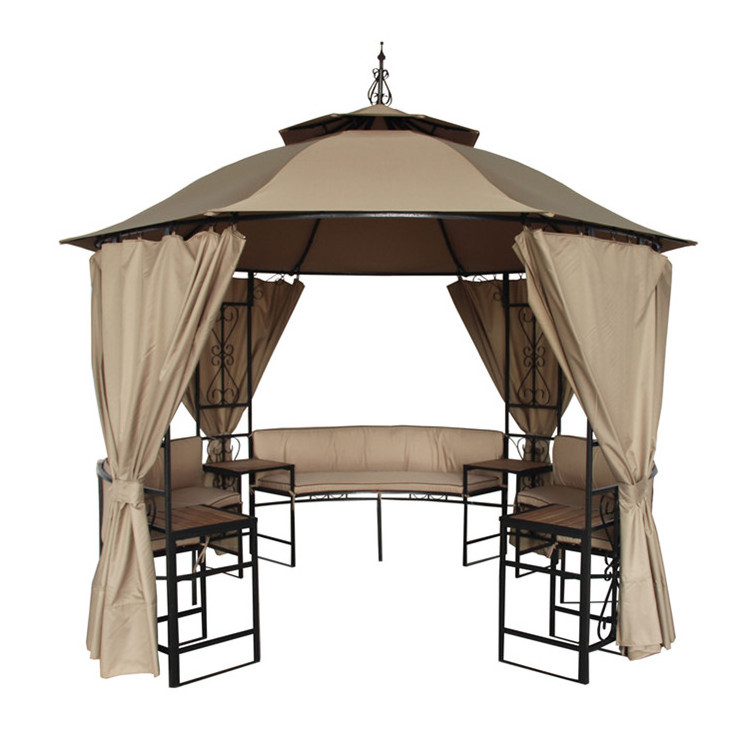 YOHO 10'*10' Size customized Hexagon Easy Set up Gazebo Hexagon Waterproof fabric Canopy Side with Wall Curtains