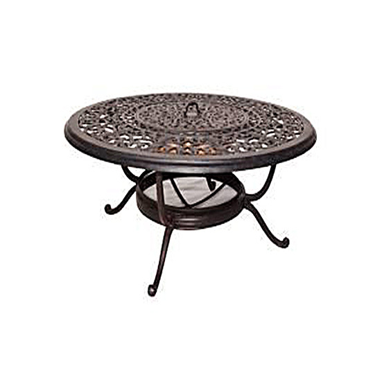 Garden patio cast aluminum fire pit table round outdoor patio metal dining table wit grill fire pit table