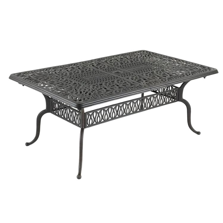 Garden patio cast aluminum fire pit table round outdoor patio metal dining table wit grill fire pit table