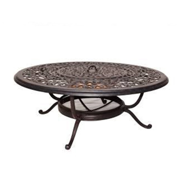 Garden patio cast aluminum fire pit table round outdoor patio metal dining table wit grill fire pit table