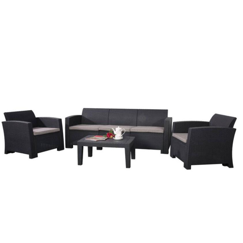 Injection PP Sofa Set Outdoor Garden Patio 4pcs Sofa Set In Wicker / Rattan Looking Plastic Sofa Set