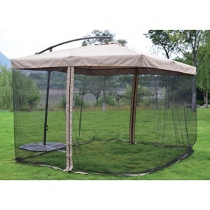 YOHO Outdoor garden patio event curtain hanging parasol banana type Patio umbrella with mosquito net