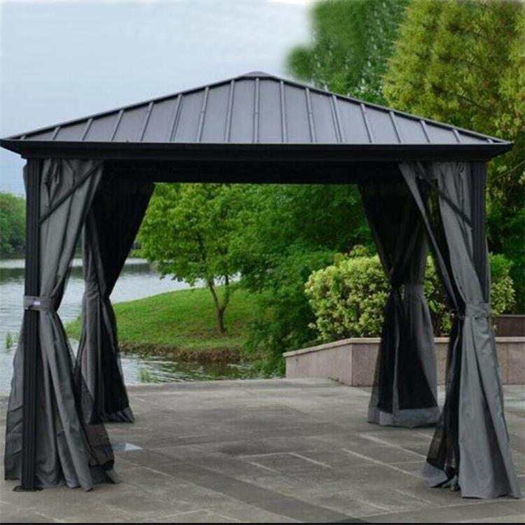 Roof Canopy Metal Gazebo with net with sidewall Outdoor Decoration Gazebos Aluminum Tube Gazebo with Metal Roof