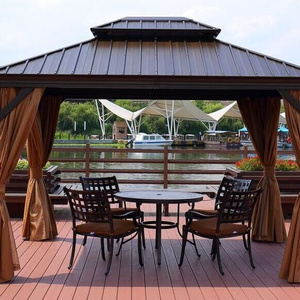 Roof Canopy Metal Gazebo with net with sidewall Outdoor Decoration Gazebos Aluminum Tube Gazebo with Metal Roof