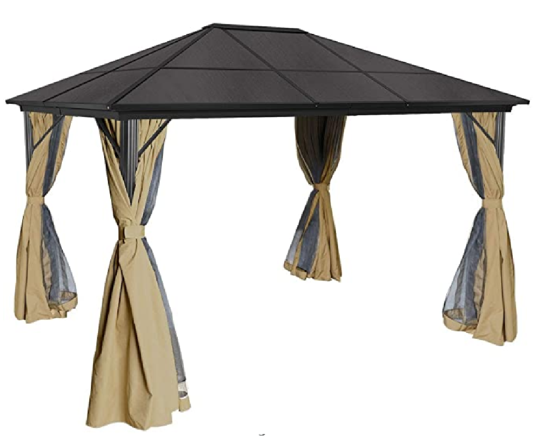 Roof Canopy Metal Gazebo with net with sidewall Outdoor Decoration Gazebos Aluminum Tube Gazebo with Metal Roof