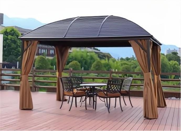 Roof Canopy Metal Gazebo with net with sidewall Outdoor Decoration Gazebos Aluminum Tube Gazebo with Metal Roof