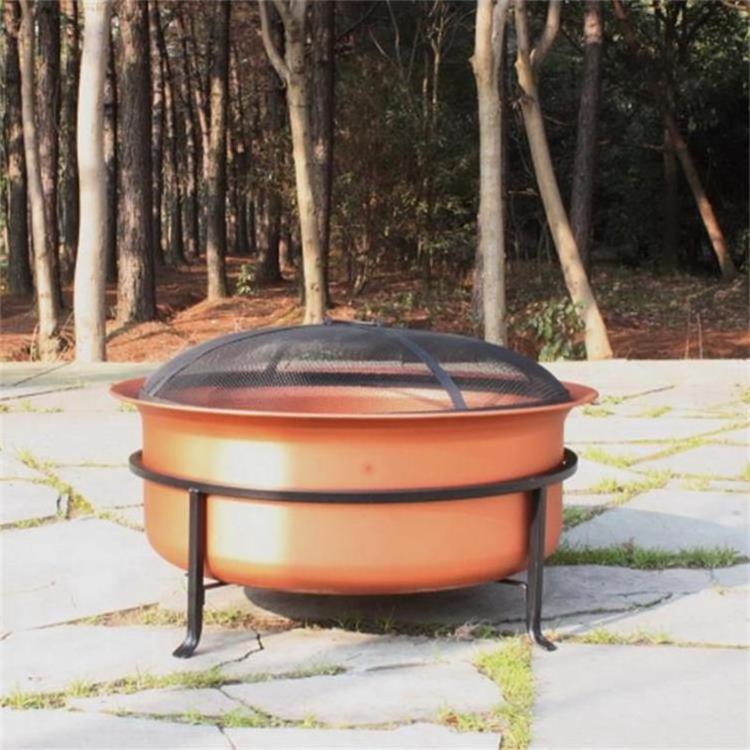 Yoho Hot Sale outdoor steel fire pit 29inch portable garden furniture steel cauldron copper color camping wholesale BBQ firepits