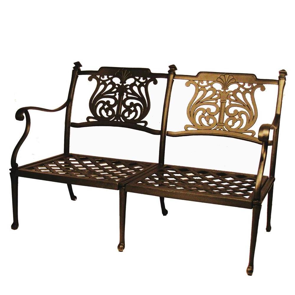 Modern Garden Bench Cast Aluminum Loveseat for Outdoor Dining for Parks and Patios Durable Metal Outdoor Furniture