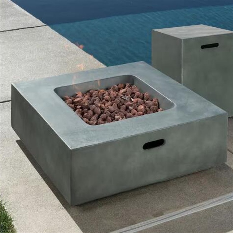 Yoho Square Fire Pit Outdoor Heating Fire Table Smokeless Firepit Table with Lava Rocks and Rain Cover