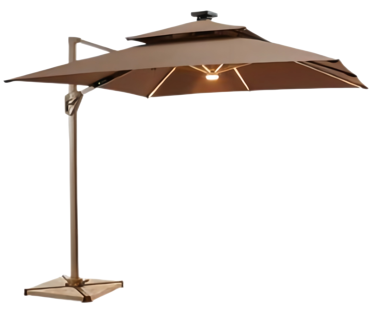 Yoho Aluminum Furniture Solar Patio Umbrella Led Lighting Parasol Patio Umbrellas