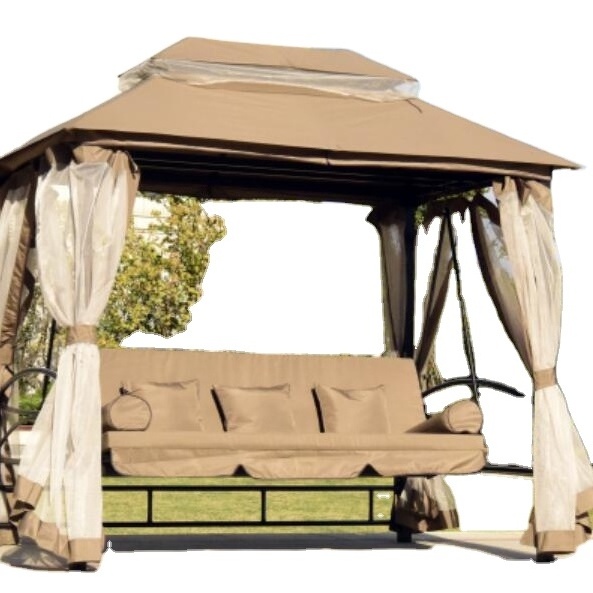 YOHO Hot sale Outdoor Luxury Multi-function Can be used as a bed and chair Gazebo Swing 3-seat With Canopy