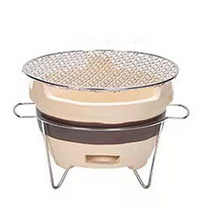 YOHO Outdoor Wood Burning Bonfire Pit Clay Fire pit Bowl concrete charcoal burner Fire Pits With BBQ Net