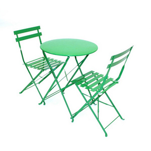 3Pcs Outdoor Garden Metal Furniture Foldable Table & Chairs Bistro Set