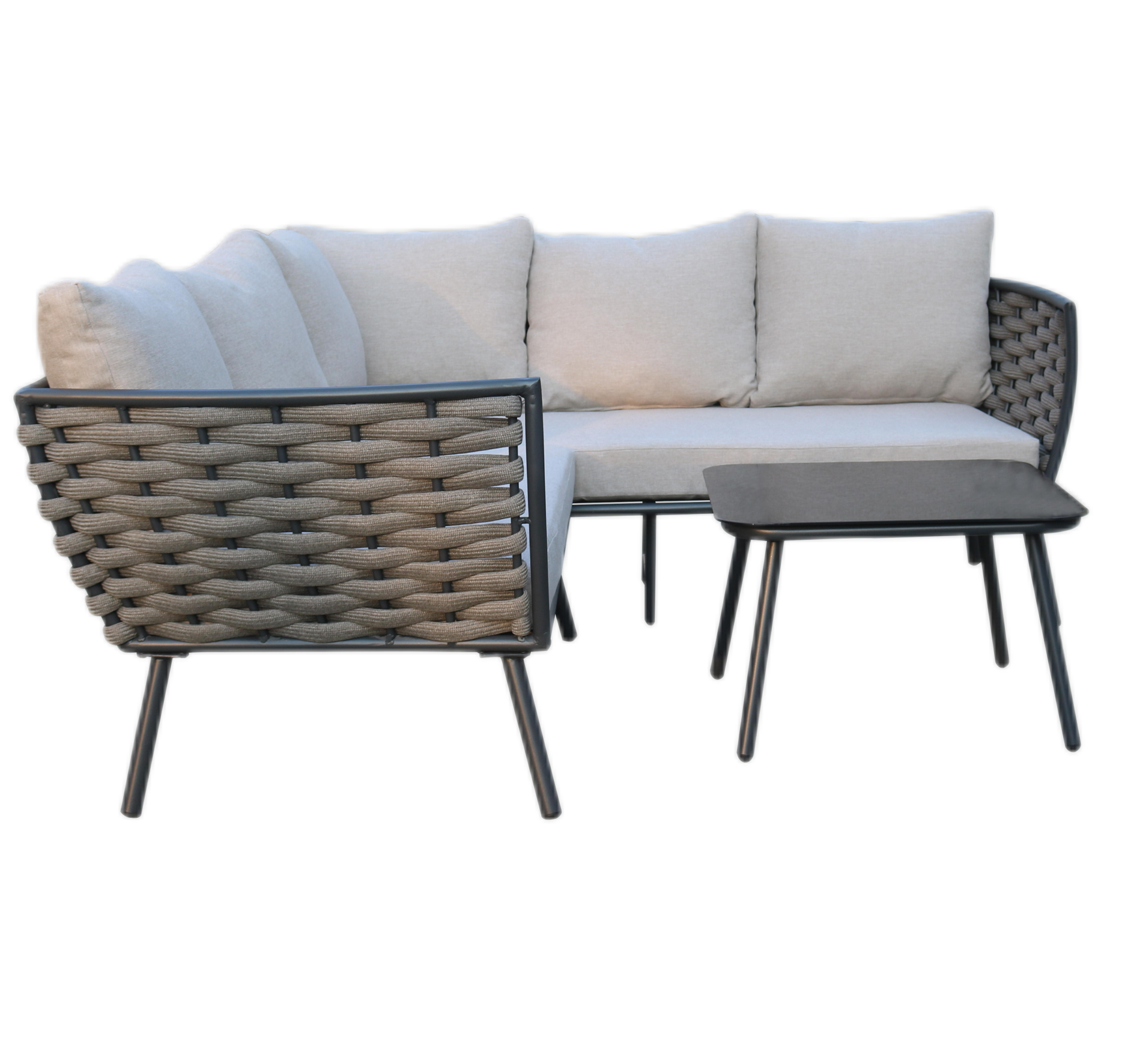 Alum knock down garden furniture sofa set Corner Rope sofa set Outdoor Furniture Grey  Garden Rope Sofa Set