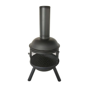 Outdoor 3 legs steel round fire pit with chimney brazier fireplace patio barbecue grid fire pit