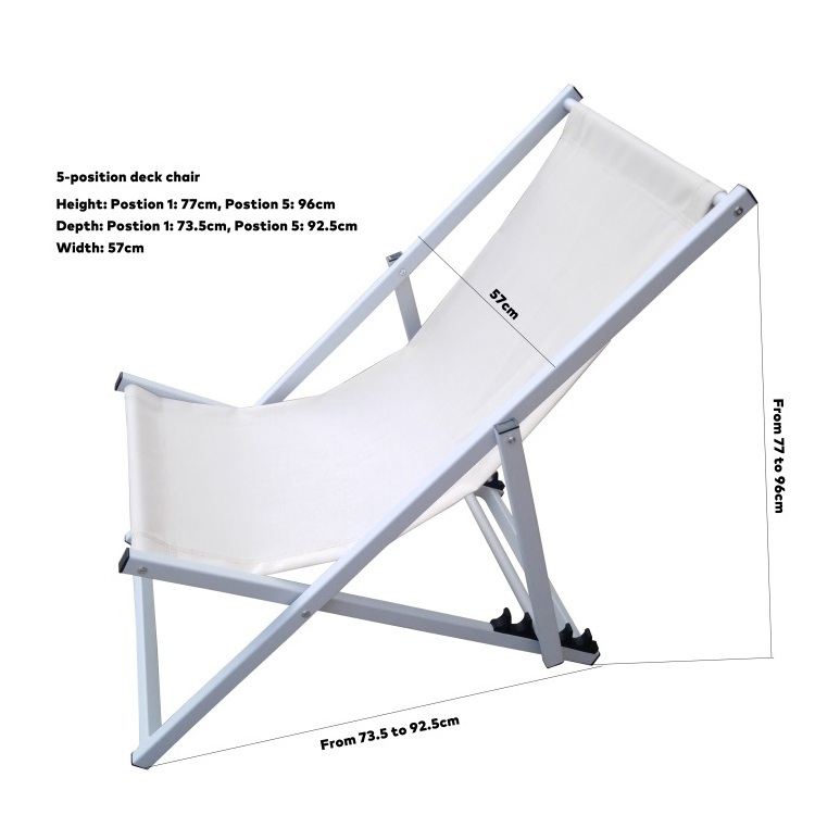 Yoho Hot Sale Swimming Pool Aluminum Beach Deck Chair Outdoor Furniture Foldable Deck Chair with adjustable positions