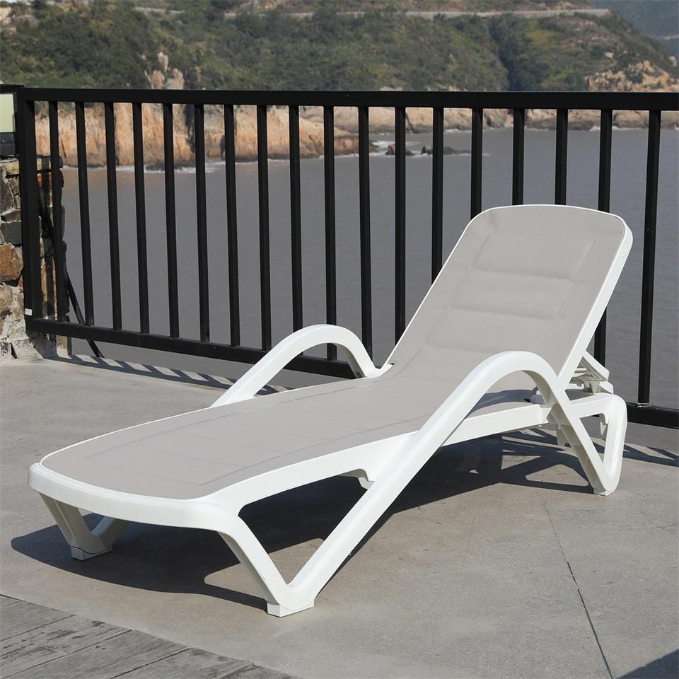 YOHO Outdoor Beach patio chaise lounge chair garden reclining sunbathing sun bed deck sun loungers for pool