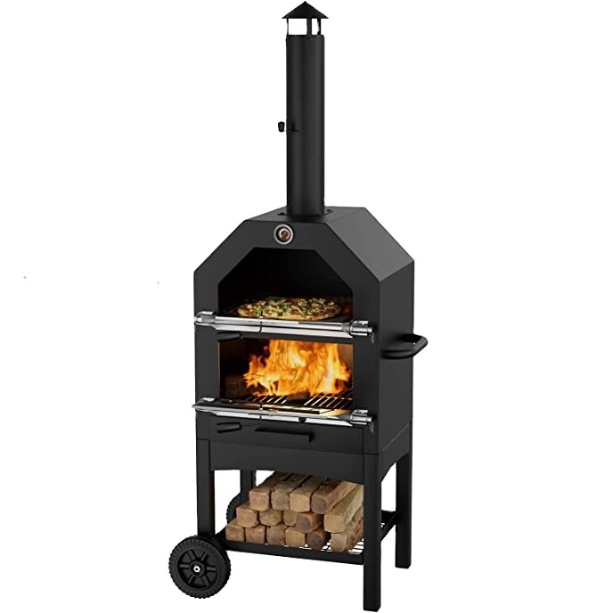 YOHO High Quality Outdoor Garden Multi-functional Pizza oven  with Stand Easy to Move  Wood Fired Pizza Oven