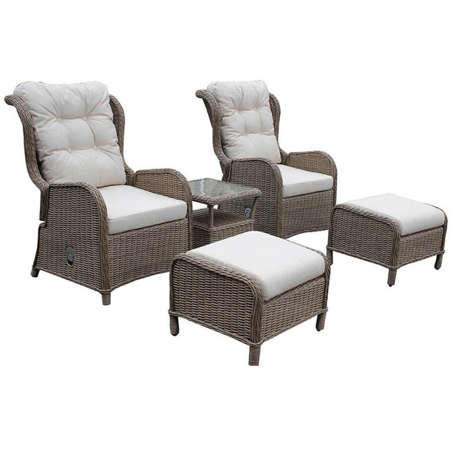 Luxury Modern Outdoor Garden Furniture Set Single Chair Recliner Cushioned Ottomans Wicker Aluminum Single Chair Recliner Modern