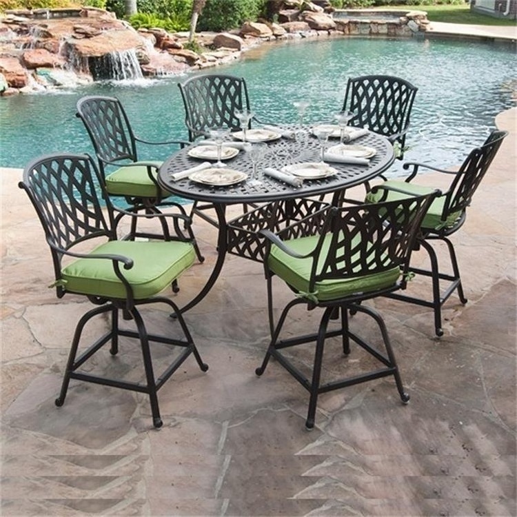 YOHO Luxury Outdoor Metal Furniture All-Cast Aluminum Holiday Bistro Set with Table and Swivel Chairs for Garden Leisure