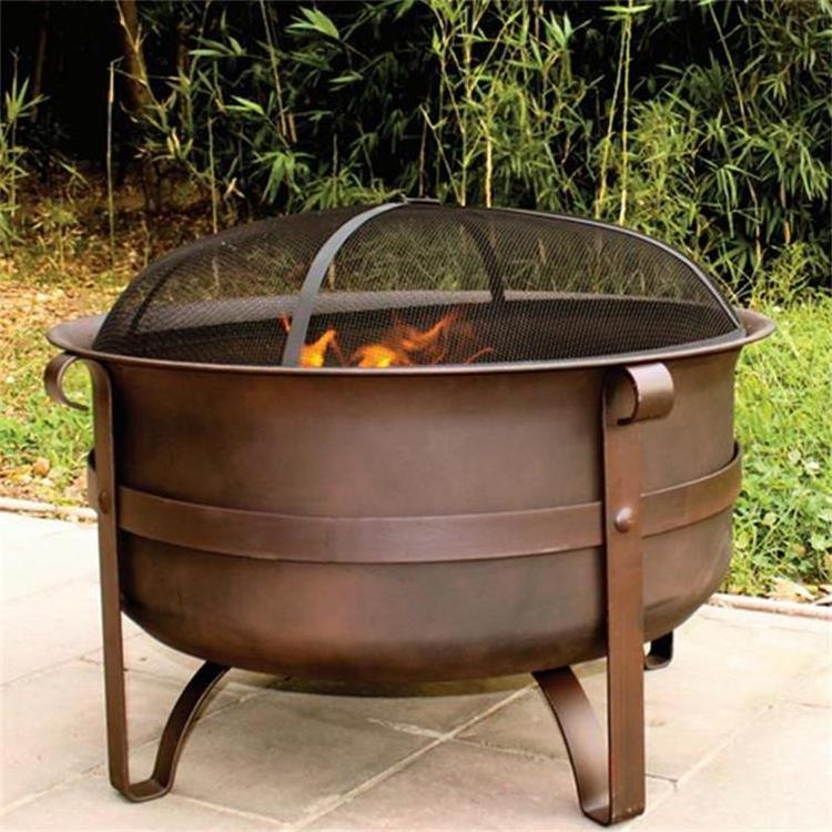 YOHO Customized Indoor round Fire Pit Bowl with BBQ Grill Outdoor Garden Patio Wood Burning Stove for Backyard Customizable