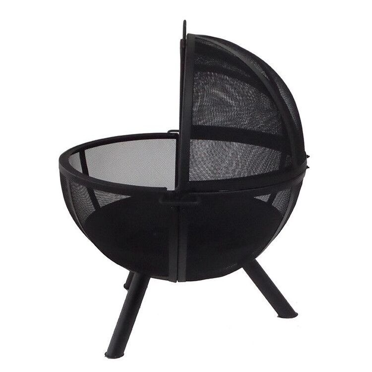 Yoho Outdoor Ball Shape Fire Pit with Sliding Dome Manufacture Cast iron steel globe fire pit steel sphere fire pit